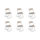 Set 6 sedie pieghevoli imbottite beige struttura in metallo - Antenore