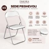 Set 6 sedie pieghevoli imbottite bianche struttura in metallo - Antenore