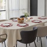 Set 6 Tovagliette-Sottopiatti in Ecopelle Hart, Rosso e Rosa 40x40 cm, Fantasia a righe, Lavabili e Antiscivolo, Indoor-Outdoor, Made in Italy