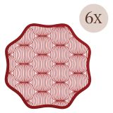 Set 6 Tovagliette-Sottopiatti in Ecopelle Kalp, Rosso e Rosa 40x40 cm, Cerchi intrecciati, Lavabili e Antiscivolo, Indoor-Outdoor, Made in Italy