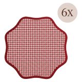 Set 6 Tovagliette-Sottopiatti in Ecopelle Tim, Rosso e Rosa 40x40 cm, Micro pied de poule, Lavabili e Antiscivolo, Indoor-Outdoor, Made in Italy