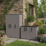 Set Armadi da Esterno Grigio Nero 4 Ripiani Apertura Battente, Resistente ai Raggi uv Impermeabile Made in Italy - Orvinio