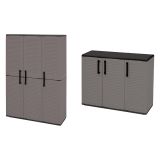 Set Armadi da Esterno Grigio Nero 4 Ripiani Apertura Battente, Resistente ai Raggi uv Impermeabile Made in Italy - Orvinio