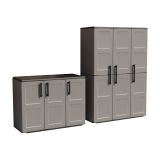 Set Armadi da Esterno Nero Grigio 4 Ripiani Apertura Battente, Resistente ai Raggi uv Impermeabile Made in Italy - Orvinio