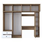 Set Camera da Letto Bianco Marrone Noce Appendiabiti 2 Cassetti, 13 Ripiani - Caprie
