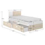 Set Camera da Letto Bianco Marrone Rovere Appendiabiti 6 Cassetti, 6 Ripiani - Redwood