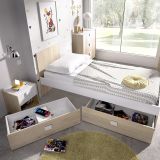 Set Camera da Letto Bianco Marrone Rovere Appendiabiti 6 Cassetti, 6 Ripiani - Redwood