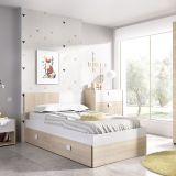 Set Camera da Letto Bianco Marrone Rovere Appendiabiti 6 Cassetti, 6 Ripiani - Redwood