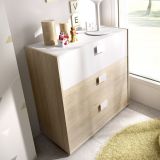 Set Camera da Letto Bianco Marrone Rovere Appendiabiti 6 Cassetti, 6 Ripiani - Redwood