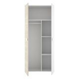 Set Camera da Letto Bianco Marrone Rovere Appendiabiti 6 Cassetti, 6 Ripiani - Redwood