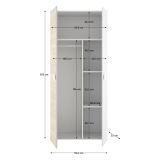 Set Camera da Letto Bianco Marrone Rovere Appendiabiti 6 Cassetti, 6 Ripiani - Redwood