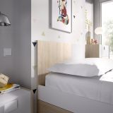 Set Camera da Letto Bianco Marrone Rovere Appendiabiti 6 Cassetti, 6 Ripiani - Redwood