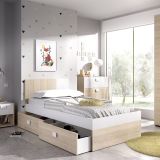 Set Camera da Letto Bianco Marrone Rovere Appendiabiti 6 Cassetti, 6 Ripiani - Redwood