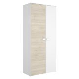 Set Camera da Letto Bianco Marrone Rovere Appendiabiti 6 Cassetti, 6 Ripiani - Redwood