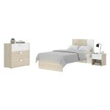 Set Camera da Letto Marrone Rovere Bianco 4 Cassetti 2 Ripiani, Ante - Oakhurst