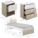 Set Camera da Letto Marrone Rovere Bianco 4 Cassetti 2 Ripiani, Ante - Oakhurst