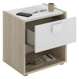 Set Camera da Letto Marrone Rovere Bianco 4 Cassetti 2 Ripiani, Ante - Oakhurst