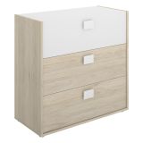 Set Camera da Letto Marrone Rovere Bianco 4 Cassetti 2 Ripiani, Ante - Oakhurst