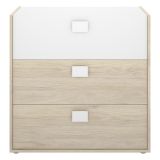 Set Camera da Letto Marrone Rovere Bianco 4 Cassetti 2 Ripiani, Ante - Oakhurst