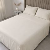 Set Completo Letto Matrimoniale Beige Ecrù 50% Cotone 50% Poliestere , Lavabile in Lavatrice - Sarisa Luxury