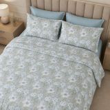 Set Completo Letto Matrimoniale blu Chiaro Azzurro Percalle 210 Fili in Cotone Pettinato e Mercerizzato - Samimali Luxury