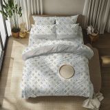 Set Completo Letto Matrimoniale Grigio Verde 50% Cotone 50% Poliestere, Lavabile in Lavatrice - Sateneha Luxury