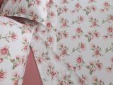 Set Completo Letto Matrimoniale Rosa Bianco Percalle 210 Fili in Cotone Pettinato e Mercerizzato - Saliro Luxury