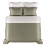 Set Completo Letto Matrimoniale Verde Oliva Percalle 170 Fili in Cotone Pettinato e Mercerizzato - Rositene Luxury