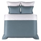 Set Completo Letto Piazza e Mezza Grigio Petrolio Bianco Crema Percalle 170 Fili in Cotone Pettinato e Mercerizzato - Rosirora Luxury