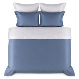 Set Completo Letto Singolo blu Percalle 170 Fili in Cotone Pettinato e Mercerizzato, Lavabile in Lavatrice - Rosinone Luxury