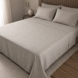 Set Completo Letto Singolo Grigio Pietra 50% Cotone 50% Poliestere , Lavabile in Lavatrice - Sapatalo Luxury