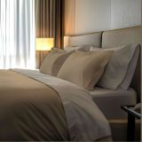 Set Completo Letto Singolo Marrone Chiaro Bianco Crema Percalle 170 Fili in Cotone Pettinato e Mercerizzato - Rosinone Luxury