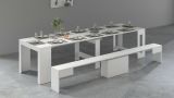 Set consolle allungabile 12 posti e 1 panca allungabile bianco lucido - Badesi