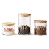 Set Contenitori Trasparente Marrone Bamboo set da 3 Colore Struttura Marrone, Materiale Struttura in Legno Nobilitato - Niba