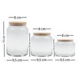 Set Contenitori Trasparente Marrone Bamboo set da 3 Colore Struttura Marrone, Materiale Struttura in Legno Nobilitato - Nibadaza