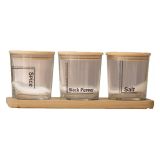 Set Contenitori Trasparente Marrone Bamboo set da 3 Colore Struttura Marrone, Materiale Struttura in Legno Nobilitato - Nibapa