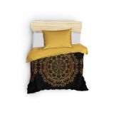 Set copripiumino singolo e 1 federa Bakersfield, Oro e Nero, 200x135 cm