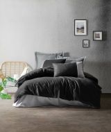Set copripiumino singolo e 1 federa Millsboro, 200x140 cm, Nero e Grigio