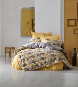 Set copripiumino singolo e 1 federa Rutland, Grigio e Giallo, 200x135 cm