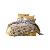 Set copripiumino singolo e 1 federa Rutland, Grigio e Giallo, 200x135 cm