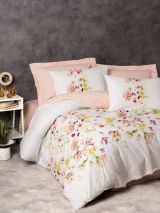 Set copripiumino singolo e 1 federa Tallahassee, Rosa e Bianco, 200x135 cm