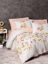 Set copripiumino singolo e 1 federa Tallahassee, Rosa e Bianco, 200x140 cm