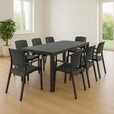 Set cortile tavolo allungabile 10 posti e 8 sedie antracite - Cortanze