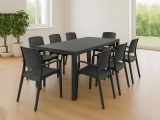 Set cortile tavolo allungabile 10 posti e 8 sedie antracite - Cortanze