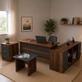 Set da ufficio Abutilon, Noce e Antracite