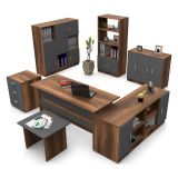 Set da Ufficio Marrone Noce Nero Antracite 18 Ripiani Modulabile, Angolare - Capralba