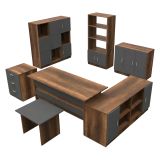 Set da Ufficio Marrone Noce Nero Antracite 18 Ripiani Modulabile, Angolare - Capralba