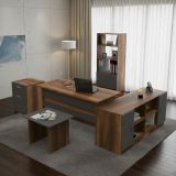 Set da Ufficio Marrone Noce Nero Antracite Modulabile 6 Ripiani, 5 Cassetti - Hilda