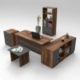 Set da Ufficio Marrone Noce Nero Antracite Modulabile 6 Ripiani, 5 Cassetti - Hilda