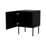 Set di 2 comodini Albufeira, Comò basso con anta battente e vano interno, Finitura effetto liscio con dettaglio geometrico, 45x39 h59 cm, Nero